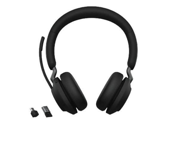 Zestaw słuchawkowy z mikrofonem Jabra Evolve2 65 MS stereo czarny front na białym tle
