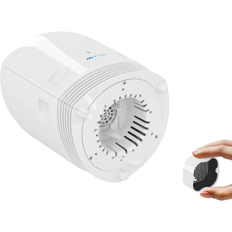 Oczyszczacz i sterylizator powietrza - Airfree Duo urządzenie od spodu przedstawia kapsukę pochłaniającą zapachy