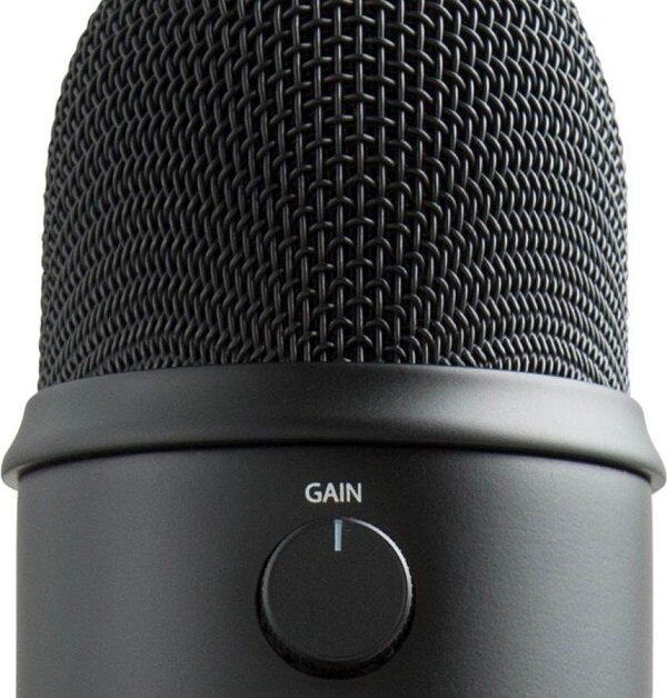 Mikrofon Logitech Yeti USB czarny w powiększeniu głośnik z pokrętłem