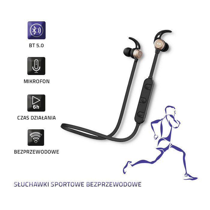 Słuchawki bezprzewodowe Qoltec BT 5.0 JL douszne sportowe pokazane słuchawki i ich aspekty