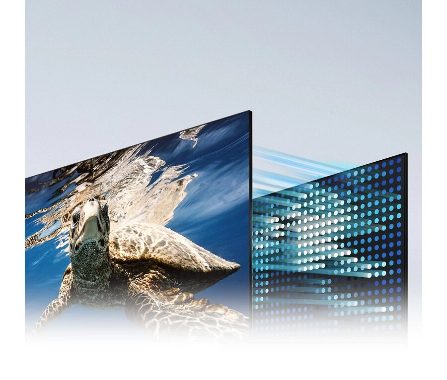 Telewizor Samsung QE85Q80AAT QE85Q80AATXXH widok na telewizor pod skosem oraz na podświetlenie LED