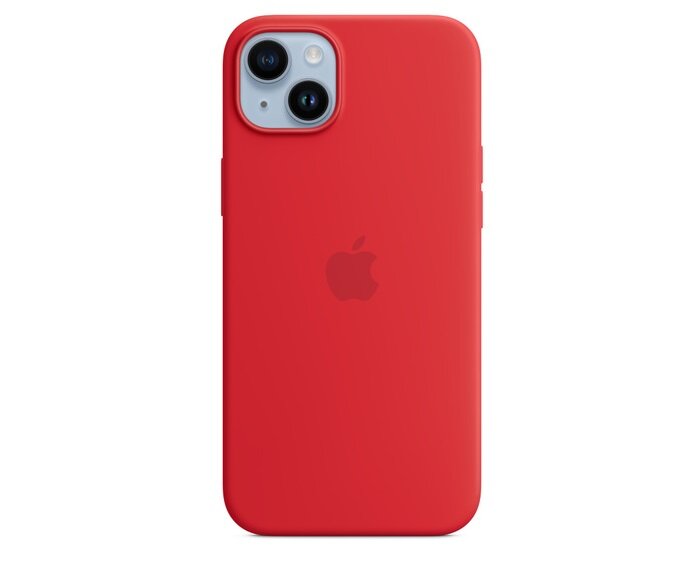Etui Apple Silicone Case MPT63ZM/A widok na etui na pleckach telefonu