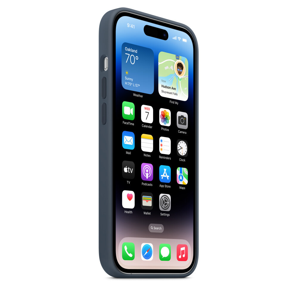 Etui silikonowe Apple MagSafe sztormowy błękit na iPhone 14 Pro na smartfonie