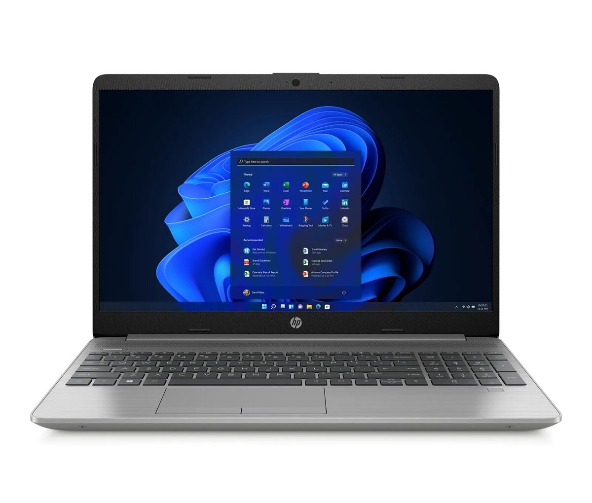 Laptop HP 250 G9 i5-1235U/16/512 GB 15,6' od przodu na białym tle