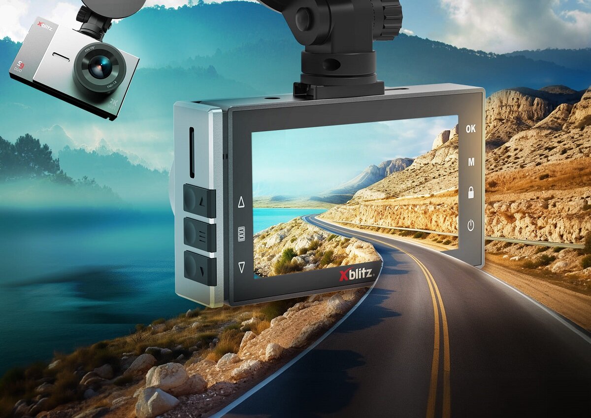 Wideorejestrator Xblitz S9 Duo 200mAh grafika przedstawia drogę wychodzącą z ekranu kamery